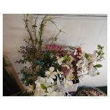Lot of Floral Arrangements and Decorative Wreath