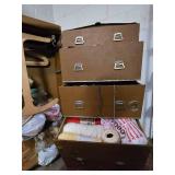 Vintage Steamer Trunk with Sewing Supplies