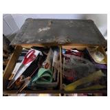 Vintage Steamer Trunk with Sewing Supplies