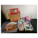 Lot of Assorted Holiday Decorations and Gift Bags