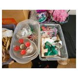 Lot of Assorted Holiday Decorations and Gift Bags