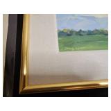Lot of 2 Art Pieces - Framed Landscape Painting by Greg Lipelt and Pencil Sketch