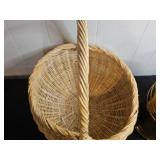 Wicker Basket and Brass Bucket Set