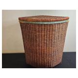 Vintage Wicker Laundry Hamper with Lined Interior