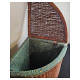 Vintage Wicker Laundry Hamper with Lined Interior
