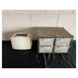 Vintage Proctor-Silex Toaster and Plastic Storage Drawer Unit Lot
