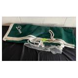 Green Horse Blanket with White Trim