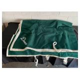 Green Horse Blanket with White Trim