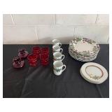 Vintage Holiday and Floral Dinnerware Set