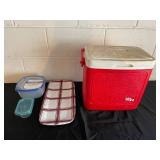 Lot of Igloo Legend 24 Cooler with Food Containers and Tray