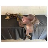Vintage Tooled Leather Western Saddle