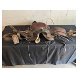 Vintage Tooled Leather Western Saddle