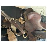 Vintage Tooled Leather Western Saddle
