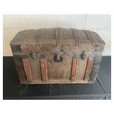 Vintage Steamer Trunk with Decorative Interior and Contents