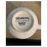 Tienshan Stoneware Dish Set with Mugs, Saucers, and Gravy Boat