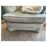 Light Blue Velvet Armchair and Standing Lamp