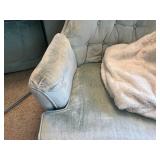 Light Blue Velvet Armchair and Standing Lamp