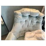 Light Blue Velvet Armchair and Standing Lamp