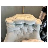 Light Blue Velvet Armchair and Standing Lamp