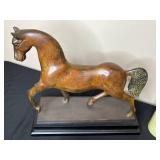 Decorative Home Decor Lot with Bronze Horse Statue, Vases, and Candles