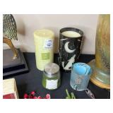 Decorative Home Decor Lot with Bronze Horse Statue, Vases, and Candles