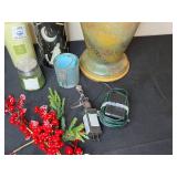Decorative Home Decor Lot with Bronze Horse Statue, Vases, and Candles