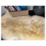 Home Decor Lot: Lamp, Lambskin Rug, and Assorted Books