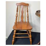Antique Wooden Chair and Round Pedestal Table