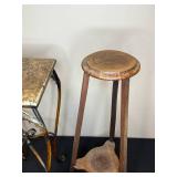 Lot of Decorative Plant Stands and Red Ceramic Planter