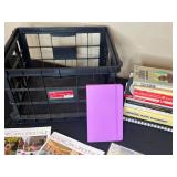 Assorted Book Lot with Magazines and Storage Crate