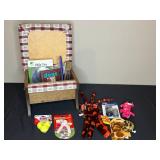 Pet Supplies Lot with Wooden Storage Bench