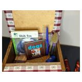 Pet Supplies Lot with Wooden Storage Bench