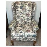 Vintage Floral Wingback Armchair with Queen Anne Legs