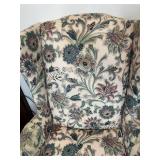 Vintage Floral Wingback Armchair with Queen Anne Legs