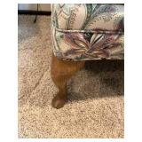 Vintage Floral Wingback Armchair with Queen Anne Legs