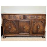 Vintage Wooden Sideboard Cabinet with Ornate Detailing