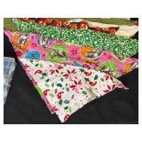 Lot of Craft Supplies Including Yarn, Quilting Fabrics, and Portable Organizer
