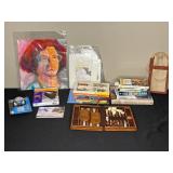 Mixed Lot: Books, Art, and Backgammon Set