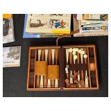 Mixed Lot: Books, Art, and Backgammon Set