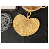 Lot of Assorted Woven Baskets, Framed Art, and Decorative Items