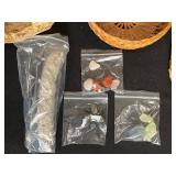 Lot of Assorted Woven Baskets, Framed Art, and Decorative Items