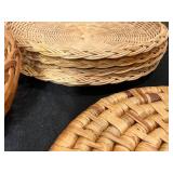 Lot of Assorted Woven Baskets, Framed Art, and Decorative Items