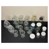 Lot of Assorted Mason Jars, Glasswares, and Containers