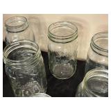 Lot of Assorted Mason Jars, Glasswares, and Containers