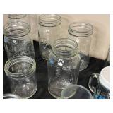 Lot of Assorted Mason Jars, Glasswares, and Containers