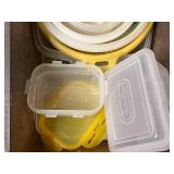 Assorted Plastic Storage Containers and Kitchen Accessories