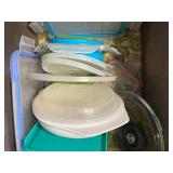 Assorted Plastic Storage Containers and Kitchen Accessories