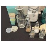 Assorted Kitchenware Lot - Bottles, Jars, Containers, and More