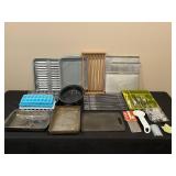 Assorted Kitchenware Lot - Baking Sheets, Utensils, and More