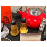 Assorted Kitchen Items Lot with Utensils, Teapot, and Pan